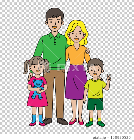幸福的家庭插圖 — 微笑的父母和孩子 130920520