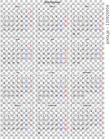 2026 年德國日曆（所有年份） 130920956
