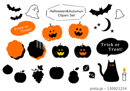 ハロウィーン&秋のイラスト素材セット ハロウィーン&秋のイラスト素材セット 130921254