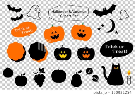 ハロウィーン&秋のイラスト素材セット ハロウィーン&秋のイラスト素材セット 130921254