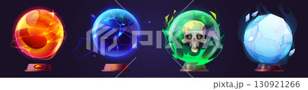 Magic crystal balls set isolated on background 130921266
