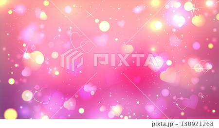 Bokeh lights and hearts on pink background 130921268
