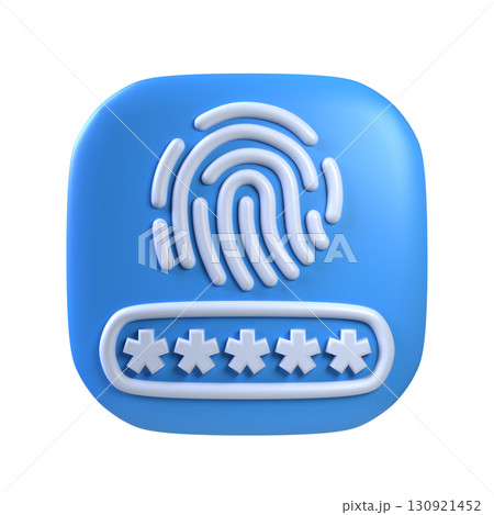 Login icon with fingerprint mark Square shape 3D 130921452