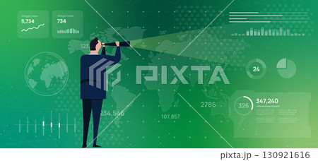 Business outlook vision world map businessman looking through telescope illustration future forecasting trend analysis on a global scale corporate cyber digital investigation Business outlook vision world map businessman looking through telescope illustration future forecasting trend analysis on a global scale corporate cyber digital investigation 130921616