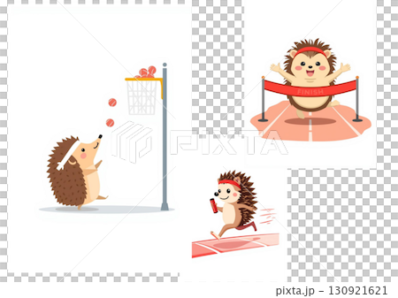 Animal Sports Day: Hedgehog ball throw, relay, and race 130921621