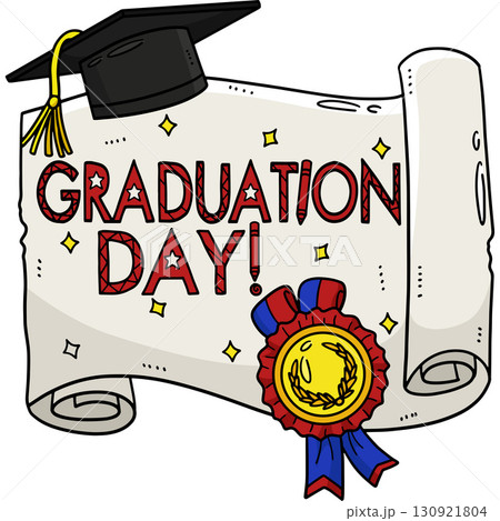 Graduation Day with Mortarboard and Ribbon Clipart Graduation Day with Mortarboard and Ribbon Clipart 130921804