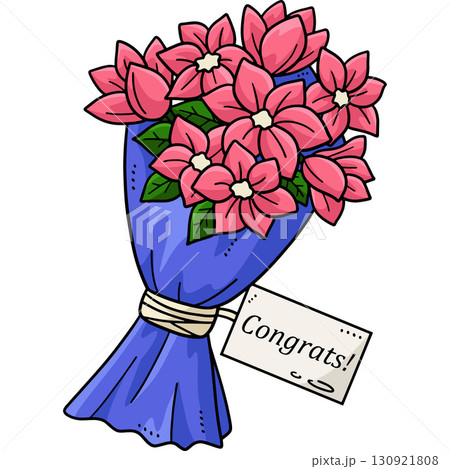 Graduation Flower Bouquet Cartoon Colored Clipart  130921808
