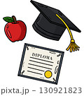 Graduation Cap, Diploma, and Apple Cartoon Clipart 130921823
