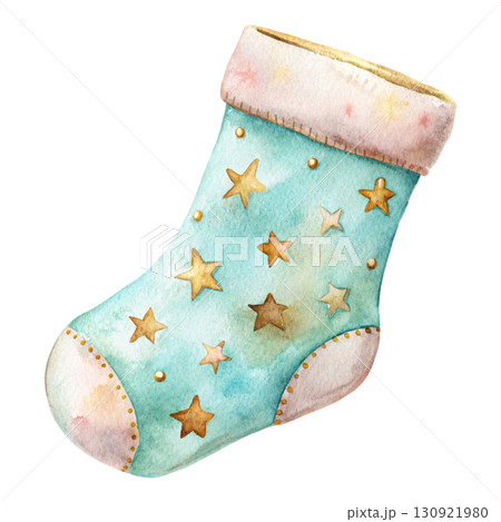 Christmas Stocking with Clipart Watercolor 130921980