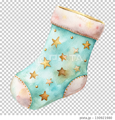 Christmas Stocking with Clipart Watercolor 130921980
