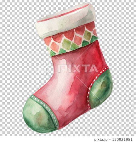 Christmas Stocking with Clipart Watercolor 130921981