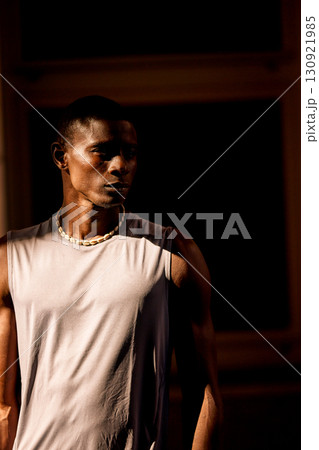 Portrait of a contemplative man in natural evening light Portrait of a contemplative man in natural evening light 130921985