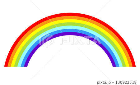 虹のイラスト素材　アーチ型イラスト　シンプルな鮮やか白バック　png透明　ベクター 130922319