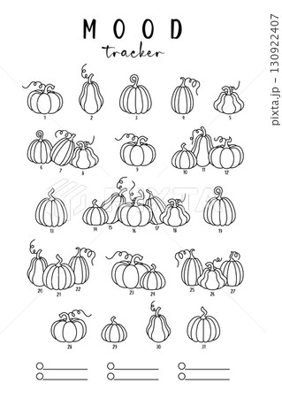 Pumpkin Mood Tracker for daily coloring and emotional tracking. Perfect for planners, bullet journal, and creativity enthusiasts. Printable outline and customizable design. PNG and vector illustration Pumpkin Mood Tracker for daily coloring and emotional tracking. Perfect for planners, bullet journal, and creativity enthusiasts. Printable outline and customizable design. PNG and vector illustration 130922407