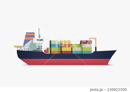cargo container ship side view on white 130922500