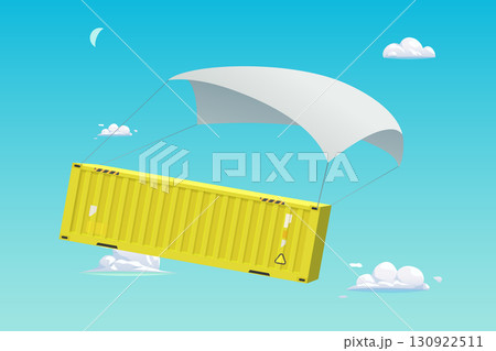a cartoon cargo container flying in air 130922511