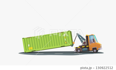 a cargo container transported by haul truck 130922512