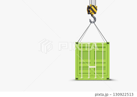 a cargo container hooked by port crane 130922513