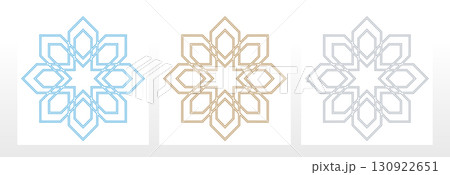 Set of decorative frames Elegant vector element for design in Eastern style, place for text. Geometric colored borders. Lace illustration for invitations and greeting cards 130922651