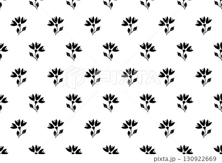 Flower geometric pattern. Seamless vector background. White and black ornament. 130922669