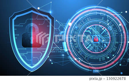 Abstract technological background on the topic of information protection. Various technological elements with padlocks inside which is a digital code. Abstract technological background on the topic of information protection. Various technological elements with padlocks inside which is a digital code. 130922678