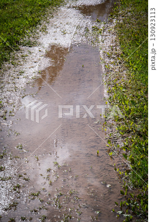 Flooded muddy rural path after heavy rain on summer day Flooded muddy rural path after heavy rain on summer day 130923113