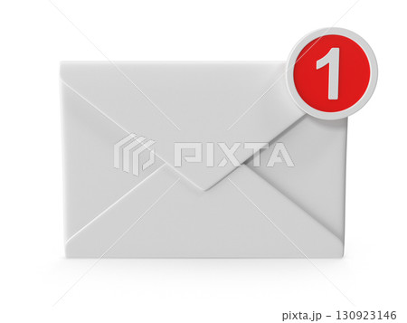 Envelope with a notification indicating a new unread message 130923146