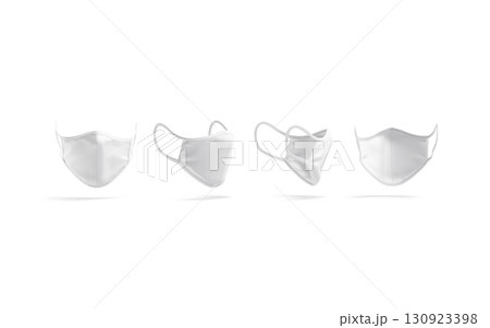 Blank white fabric face mask mockup, different angles views 130923398