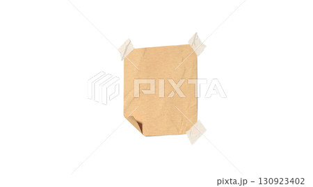Blank craft taped paper note mockup, isolated, depth of field 130923402