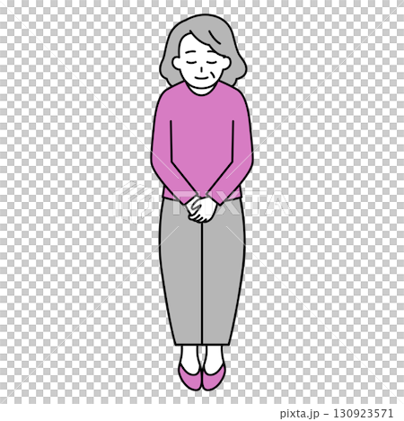 鞠躬的老婦人（全身） 130923571