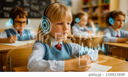 教育テクノロジーを活用する子供 130923999