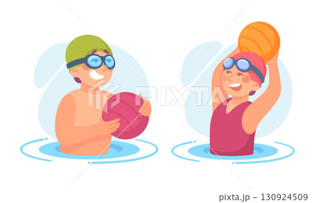 Children Engaging in Exciting Water Sports Activities Enjoying Fun Moments in the Pool Children Engaging in Exciting Water Sports Activities Enjoying Fun Moments in the Pool 130924509