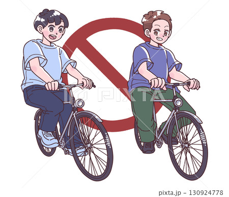 自転車で並走する人物のイラスト 自転車で並走する人物のイラスト 130924778
