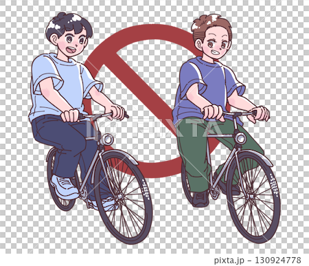 自転車で並走する人物のイラスト 自転車で並走する人物のイラスト 130924778
