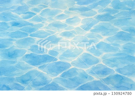 背景素材　水　水紋　水面　煌めき　水彩画　 130924780