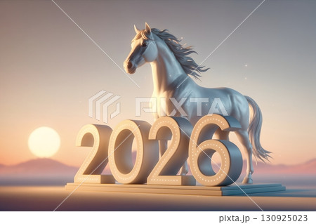 2026年_年賀状_素材_横_3D_馬_102 130925023