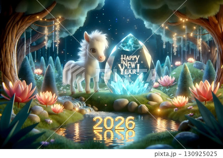 2026年_年賀状_素材_横_3D_馬_104 130925025
