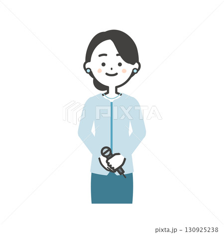 手を前で組むイベント司会者の女性イラスト 130925238