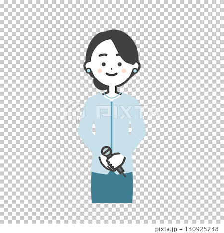 手を前で組むイベント司会者の女性イラスト 130925238