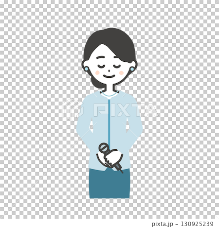 Illustration of a female event host bowing 130925239