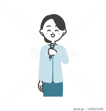 笑顔で話すイベント司会者の女性イラスト 笑顔で話すイベント司会者の女性イラスト 130925240