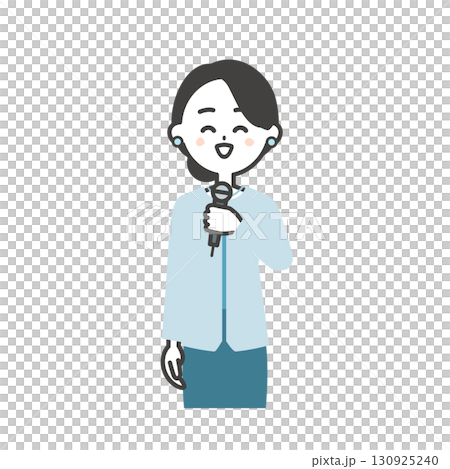 笑顔で話すイベント司会者の女性イラスト 笑顔で話すイベント司会者の女性イラスト 130925240
