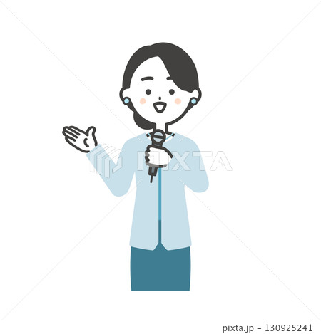手で指すイベント司会者の女性イラスト 130925241