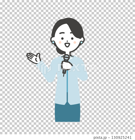 Illustration of a female event host pointing with her hand 130925241