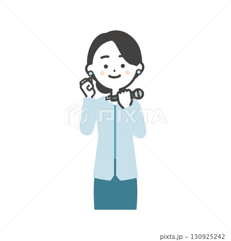 ガッツポーズをするイベント司会者の女性イラスト 130925242