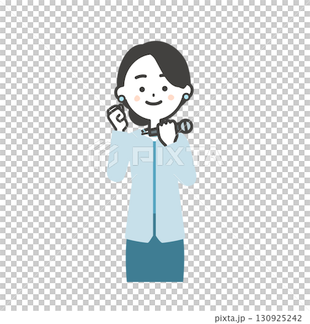 ガッツポーズをするイベント司会者の女性イラスト 130925242