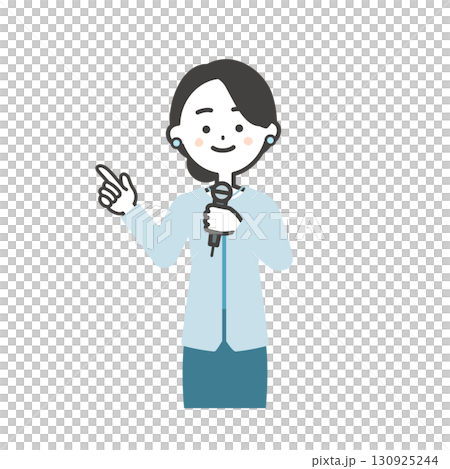 Illustration of a female event host pointing with her finger 130925244