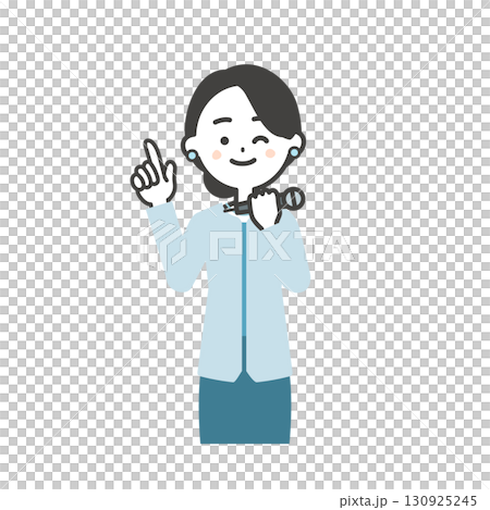 一位女性活動主持人眨眼並向上指的插圖 130925245