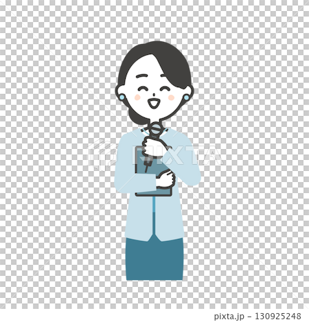 資料を抱えるイベント司会者の女性イラスト 130925248