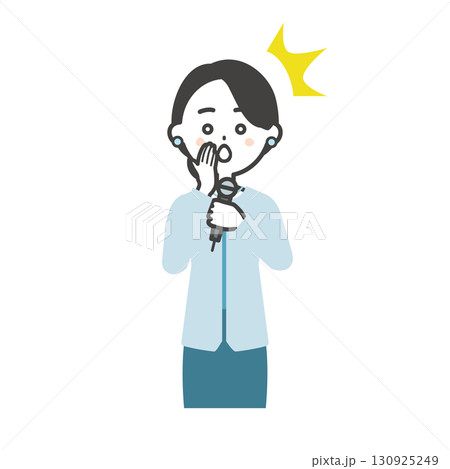 手を口に当てて驚くイベント司会者の女性イラスト 130925249